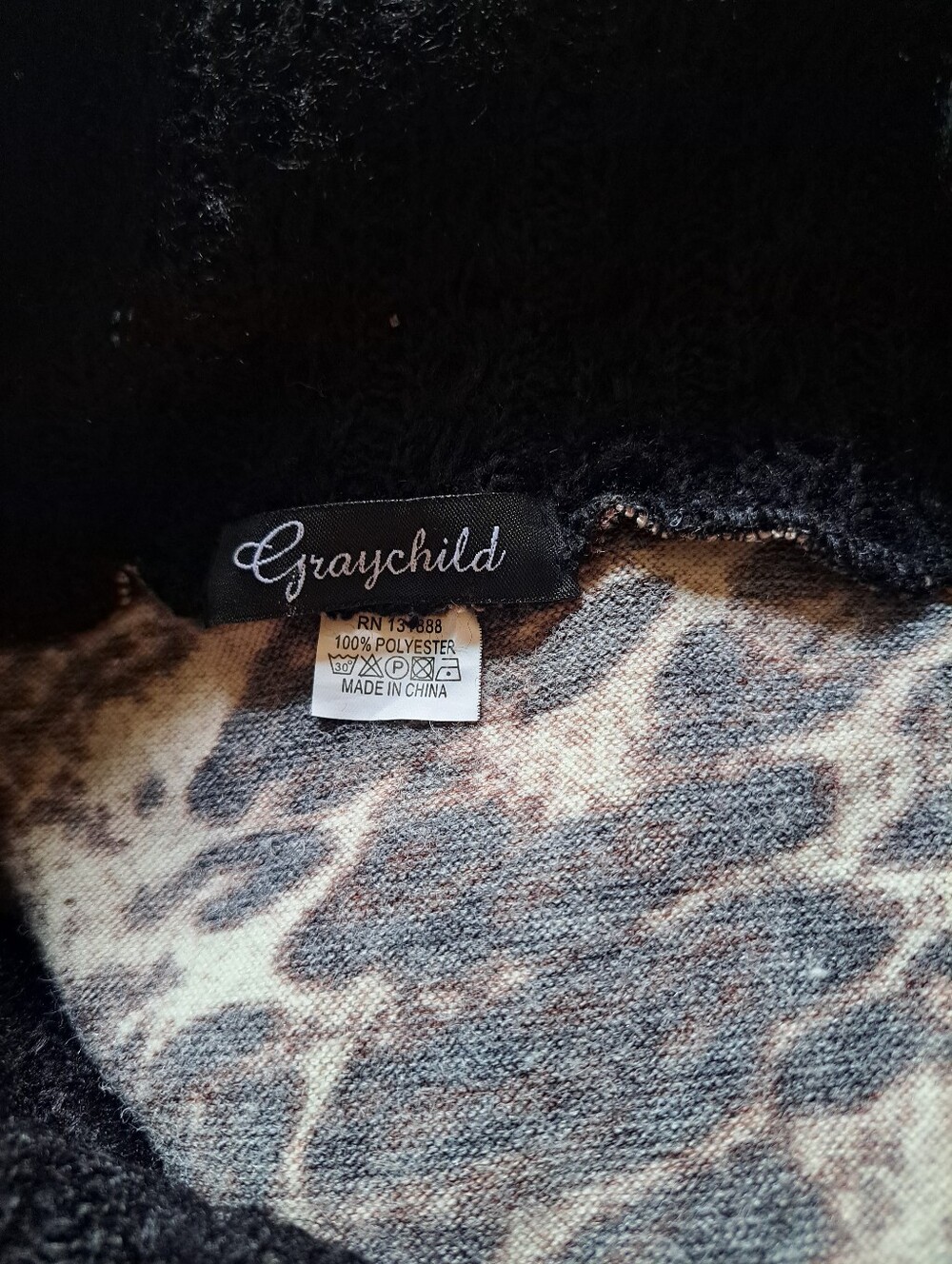 Women's Leopard Print Cowl Neck Sweater - Black & Brown - Picture 2 of 12